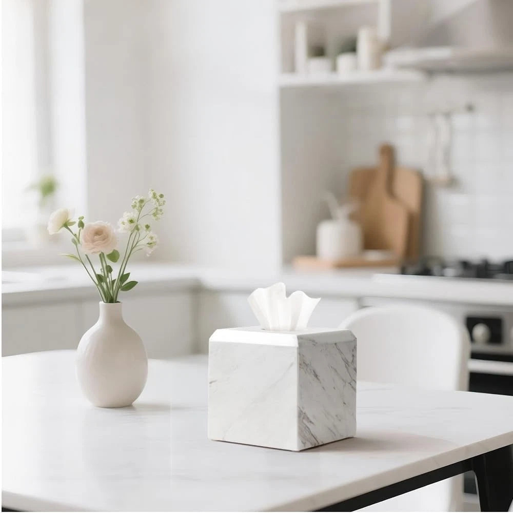 Tissue Box Cover Italy Natural Marble Heavy Duty Square Facial Toilet Paper Hold | eBay