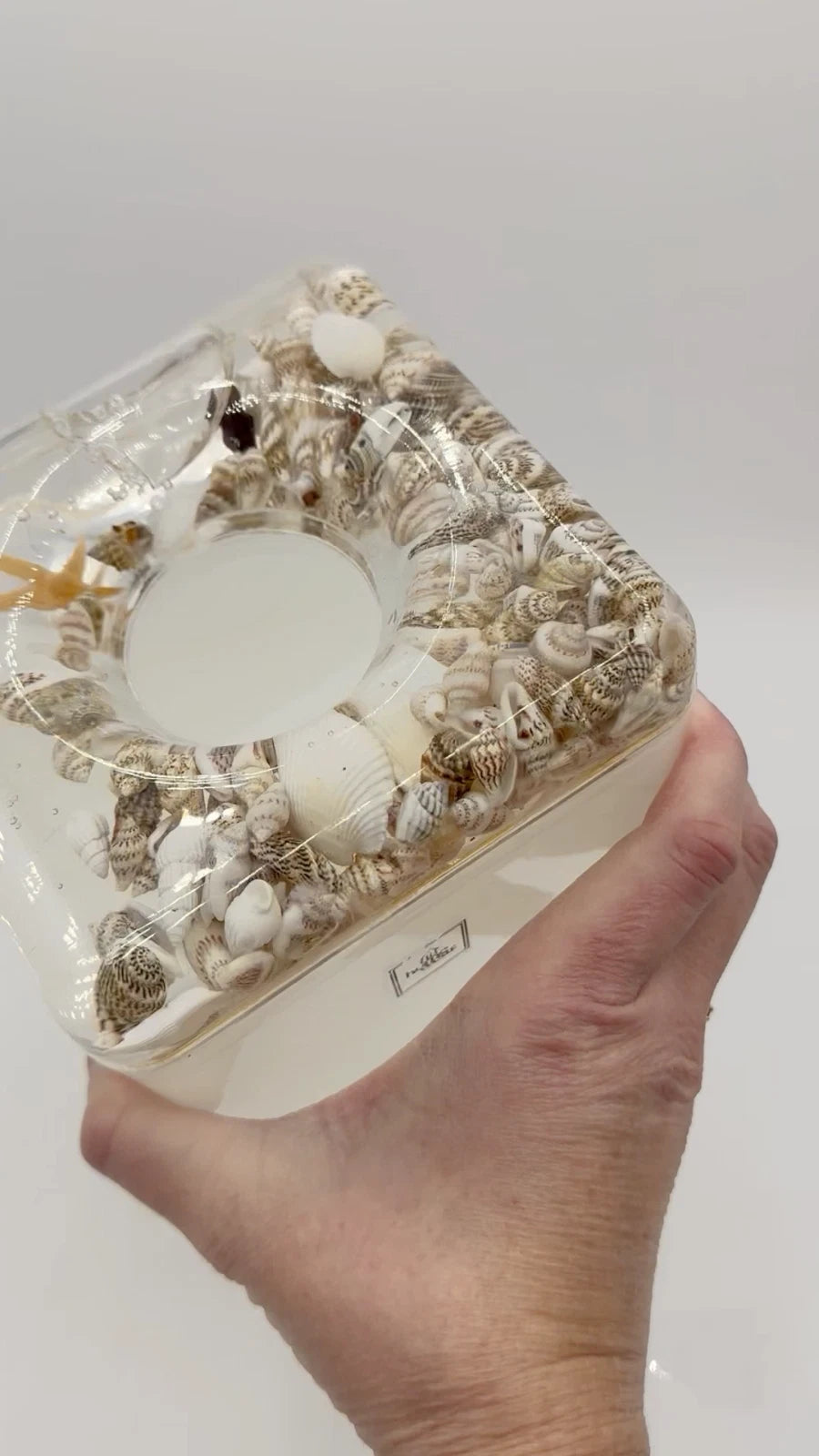 Acrylic Lucite Square Tissue Holder Floating Seashells Shells Vintage Box Cover | eBay