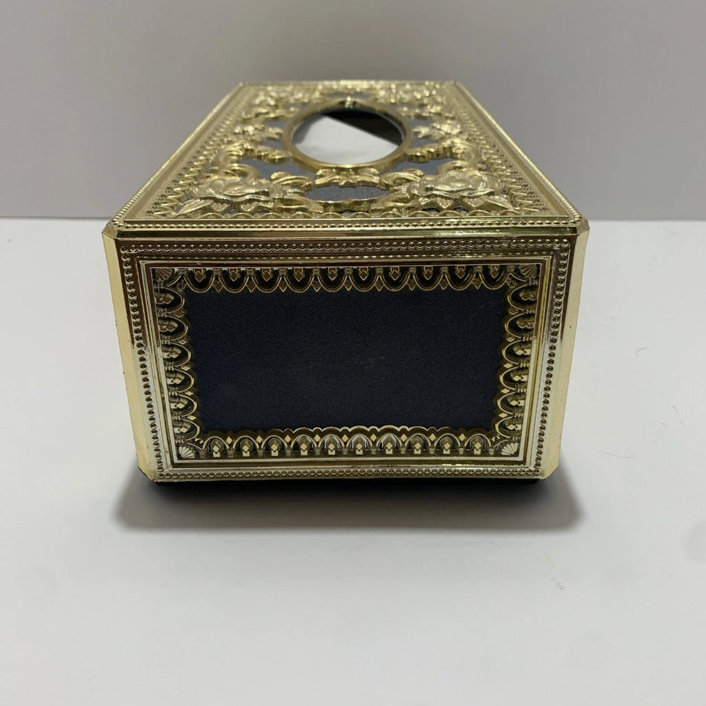 Antique Style Hollywood Regency Tissue Box Cover Black Velvet+Gold Baroque | eBay
