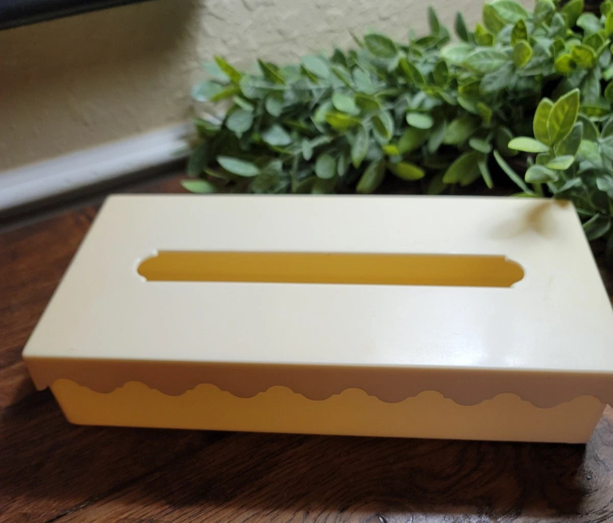 Vintage Retro 60's Amesware Tissue Box Holder w/Lid Solid Yellow Plastic | eBay
