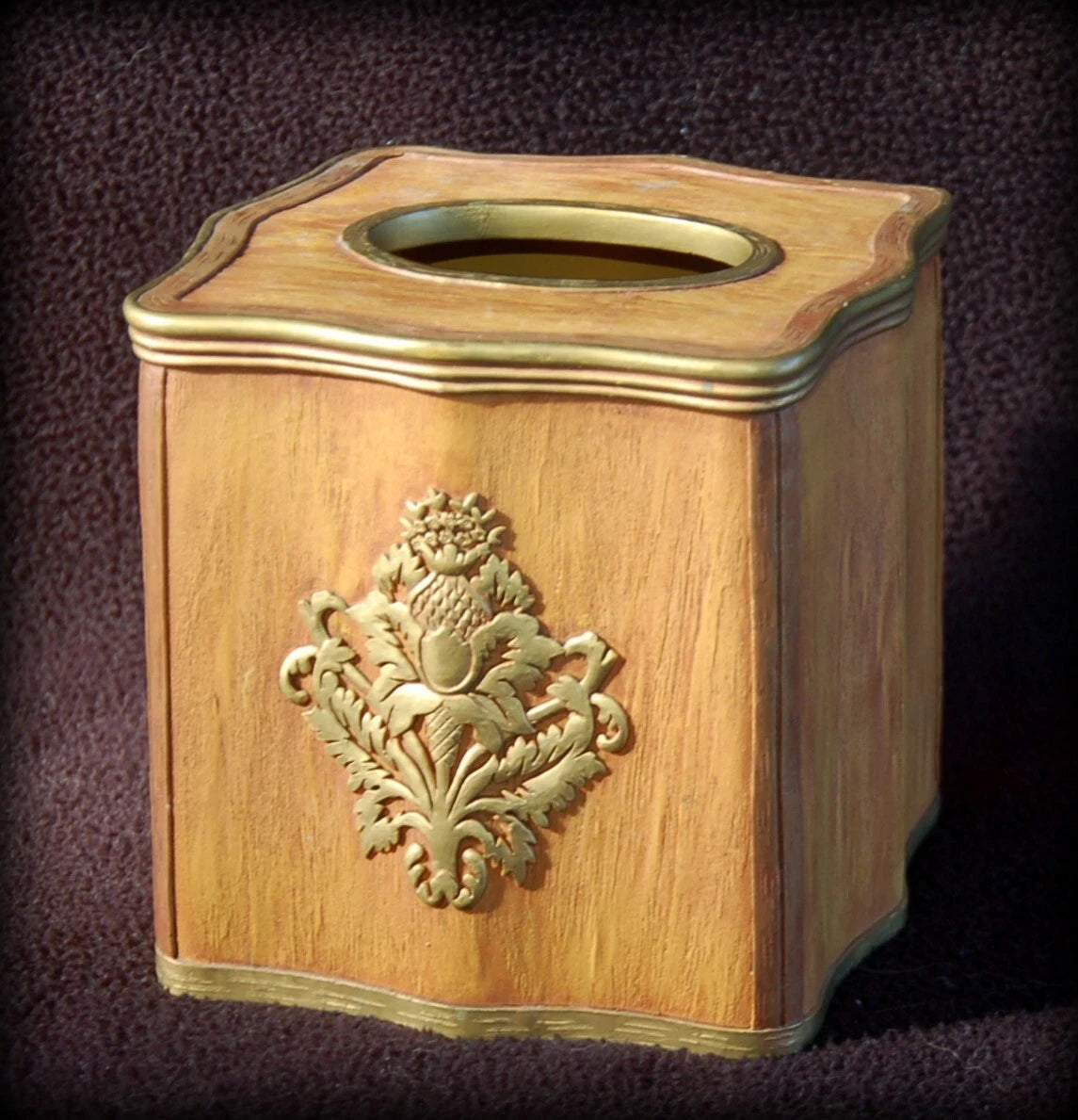 Elegant Faux Wood Tissue Box Cover ~ Popular Bath Brand ~ Bronze Pineapple ~ New | eBay
