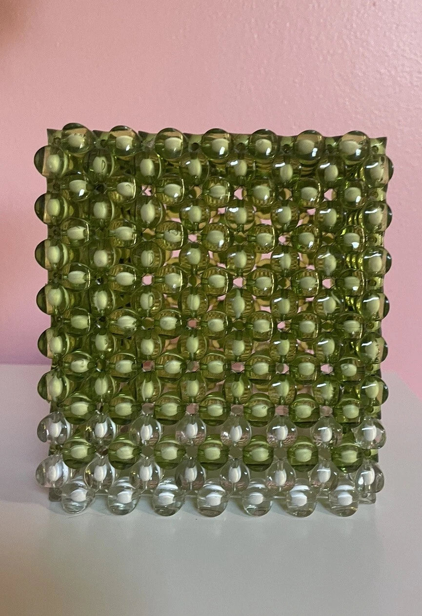 Beaded tissue box Green / white handmade | eBay