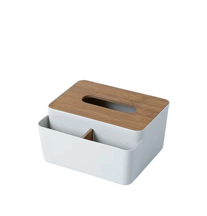 Tissue Box Bamboo Cover Small Facial Tissue Dispenser Holder Rectangle White | eBay
