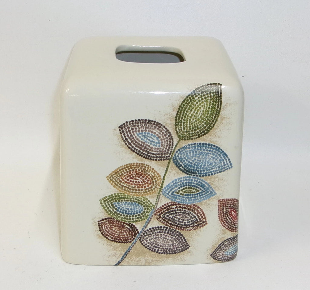 Croscill Mosaic Leaves Porcelain Square Tissue Box Cover Bathroom Decoration NWT | eBay