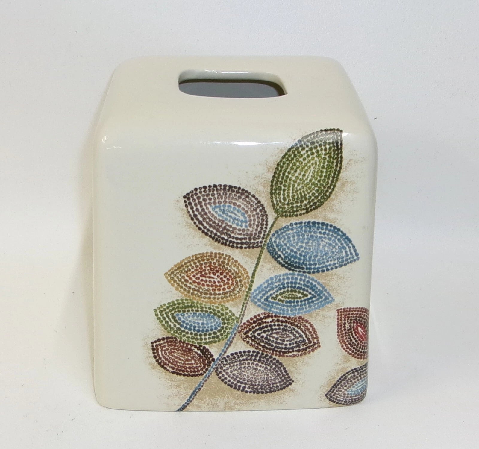 Croscill Mosaic Leaves Porcelain Square Tissue Box Cover Bathroom Decoration NWT | eBay