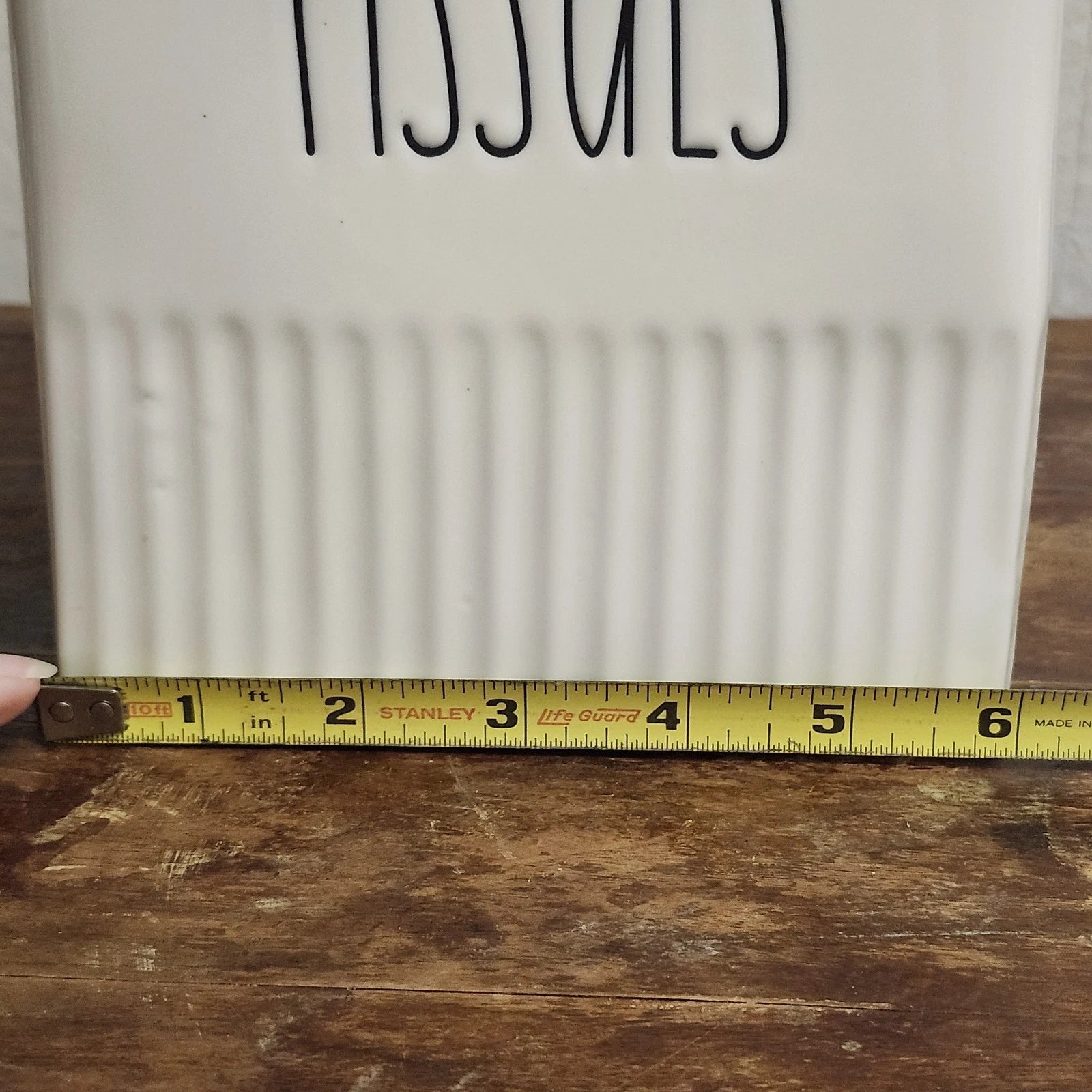 RAE DUNN Artisan Collection Heavy White Ceramic Ribbed Tissue Box Cover 6x6" | eBay