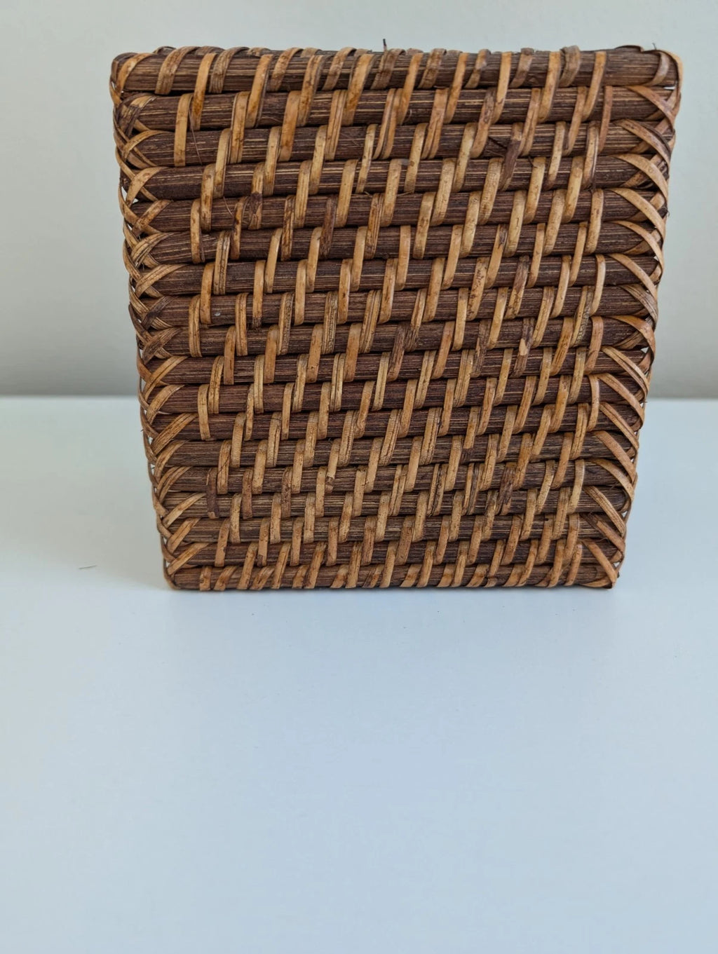 Wicker tissue box cover holder woven rattan square brown rustic boho primitive | eBay