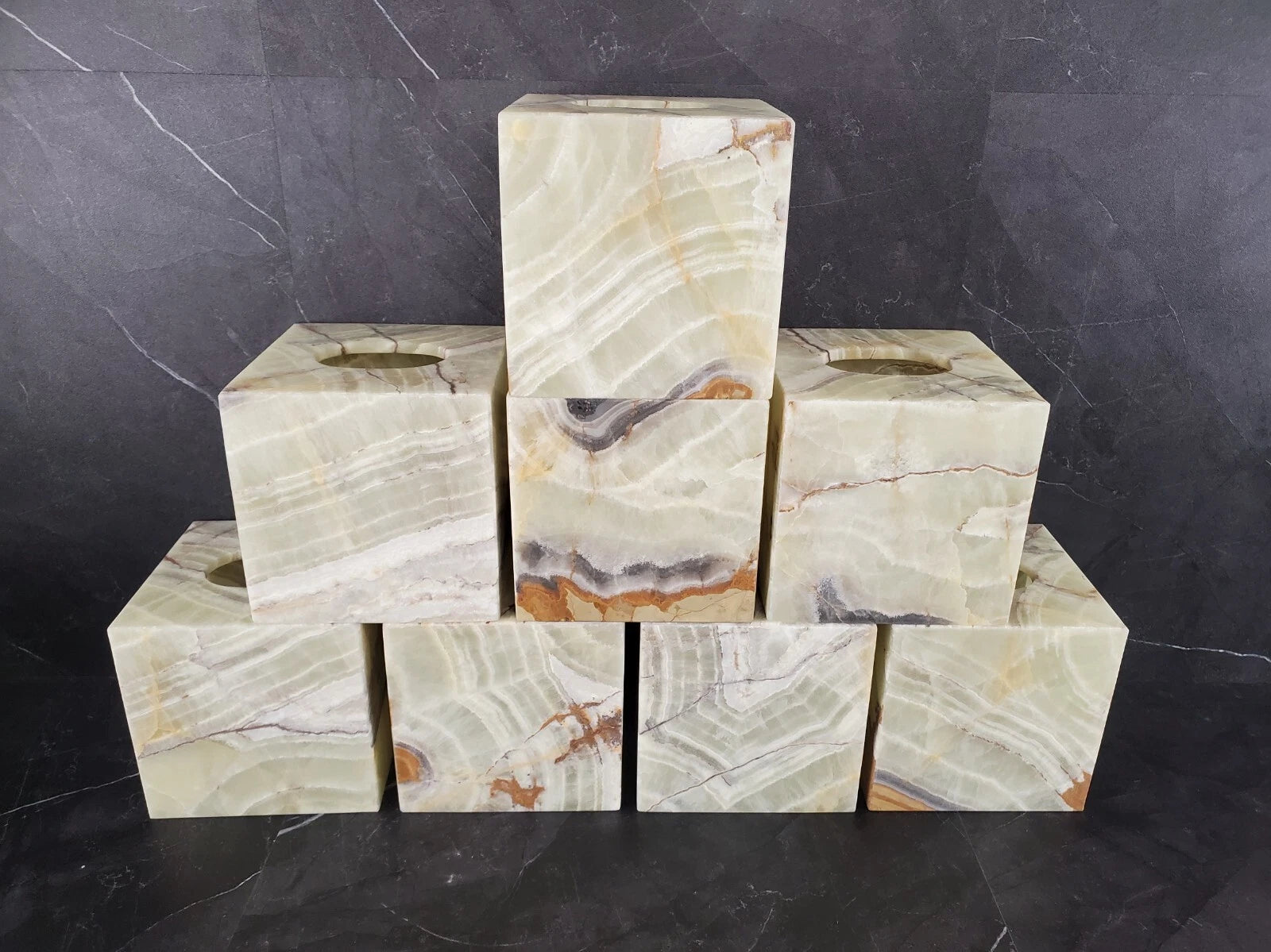 Onyx Stone Tissue Box Cover, Green Gray, Facial Tissue Bathroom Accessory, Cube | eBay