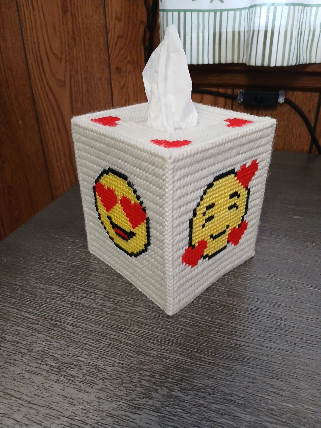 Love Emoji Tissue Box Cover, Plastic Canvas | eBay