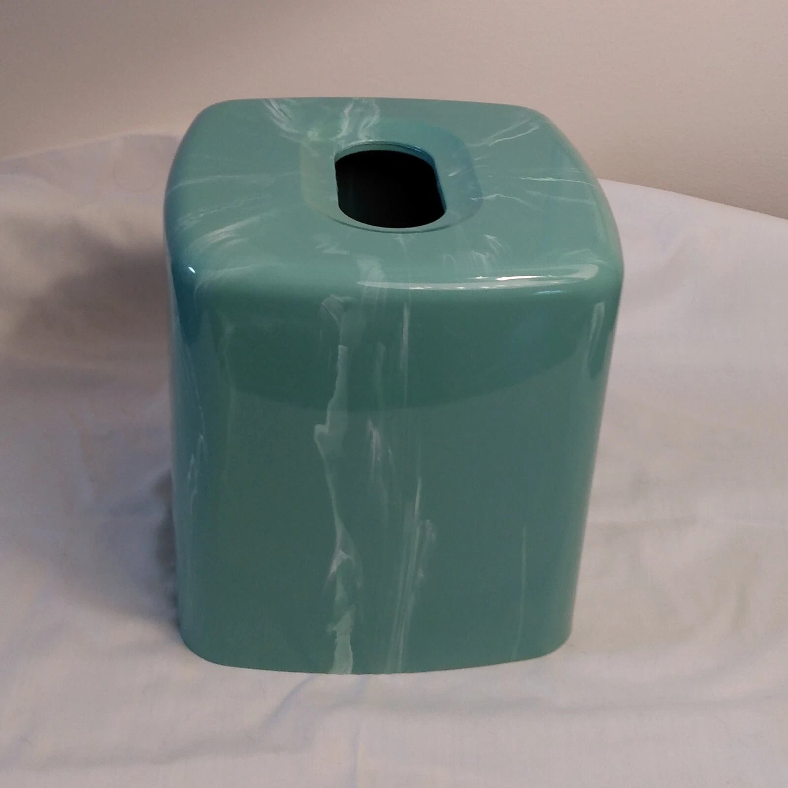 Square Tissue Box Cover Aqua Teal Sea Foam Plastic Marble-Look | eBay