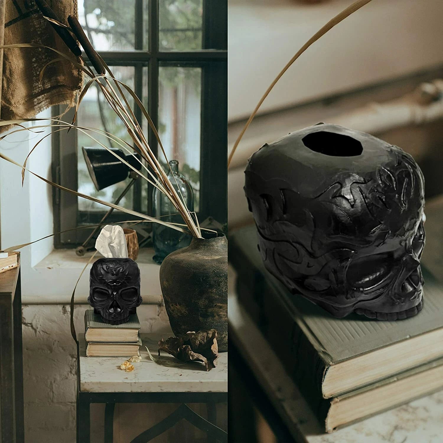 Tissue Box Cover Gothic Skull for Countertop, Modern, Vanity, Dresser, Organizer | eBay
