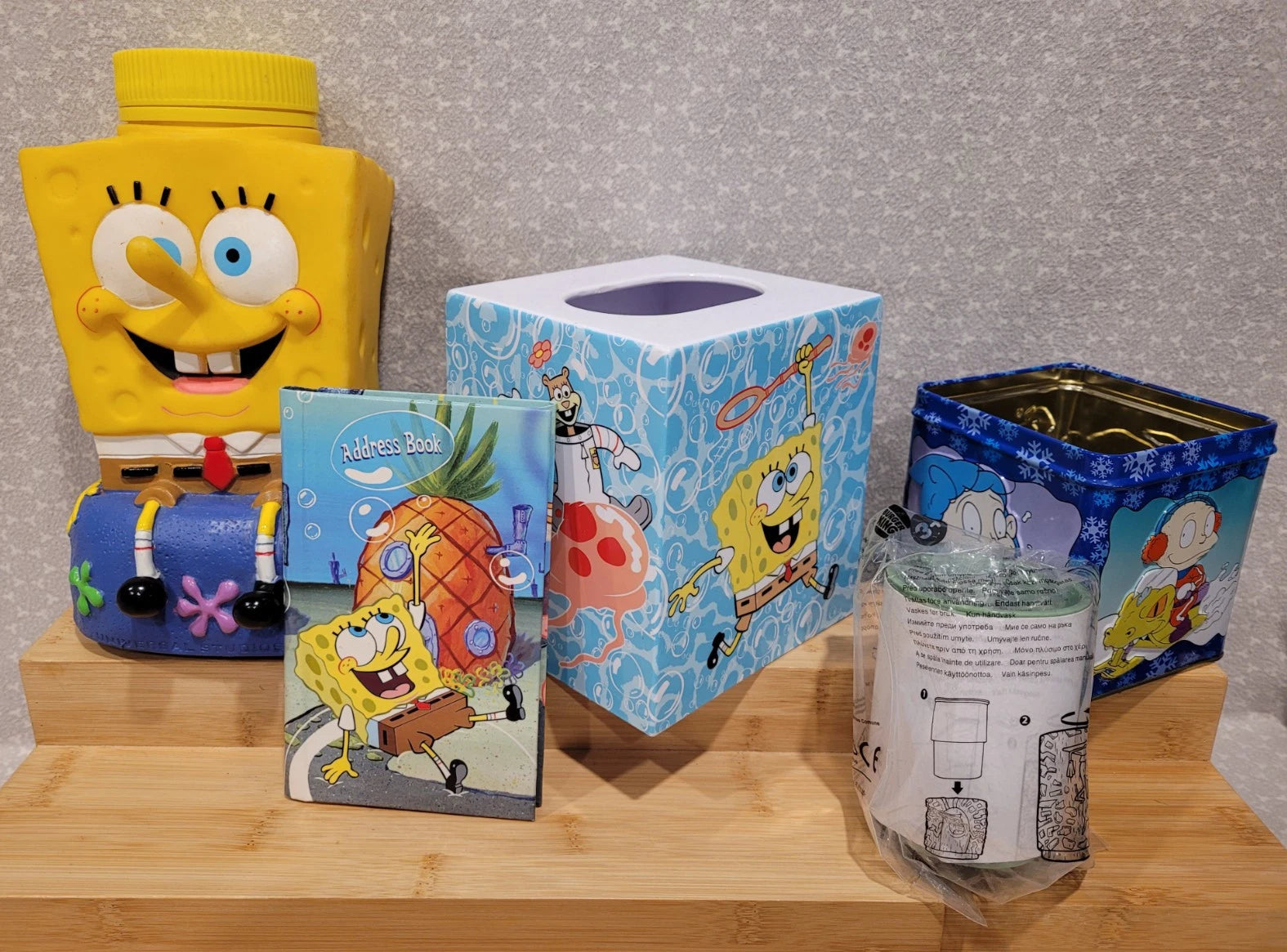 VTG Nickelodeon Spongebob Tissue Box Address Book Plankton Cup Rugrats Tin Lot | eBay