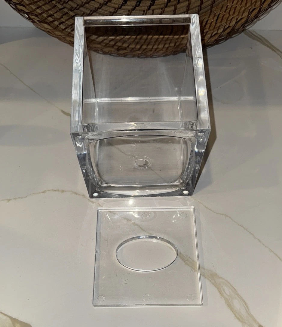 Modern LUCITE Clear Heavy Acrylic Tissue Box Holder 7x6 Inches | eBay
