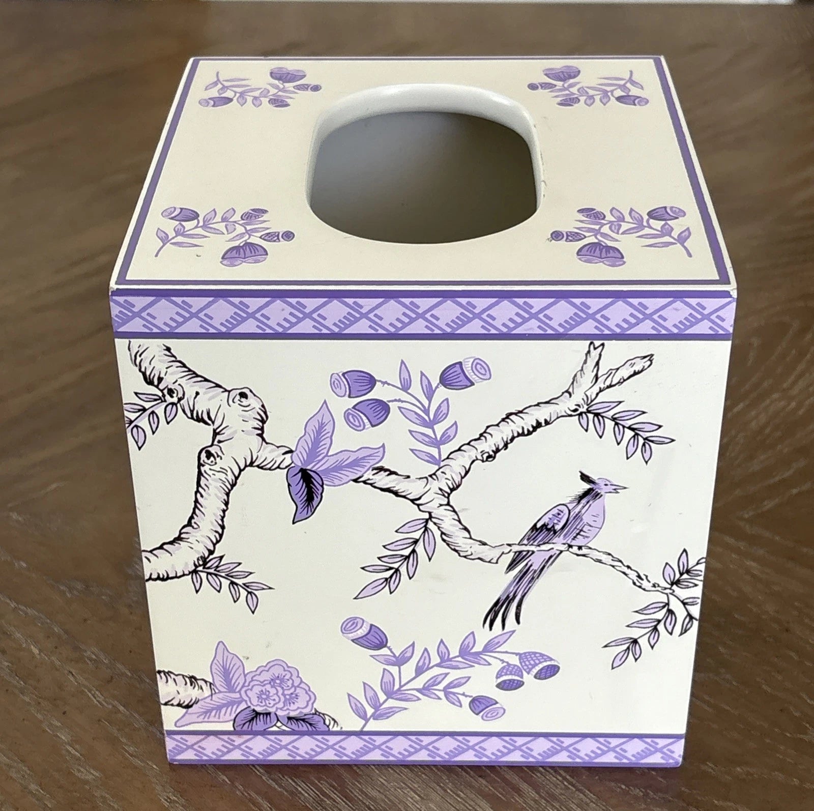 Wooden Tissue Box Cover Asian Inspired Floral Acrobat Men Monkey Lilac Purple | eBay