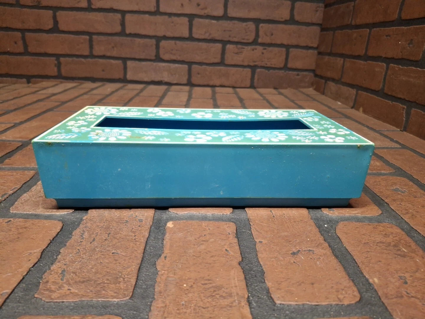 Plastic Tissue Box Holder Cover MCM Blue Flowers | eBay