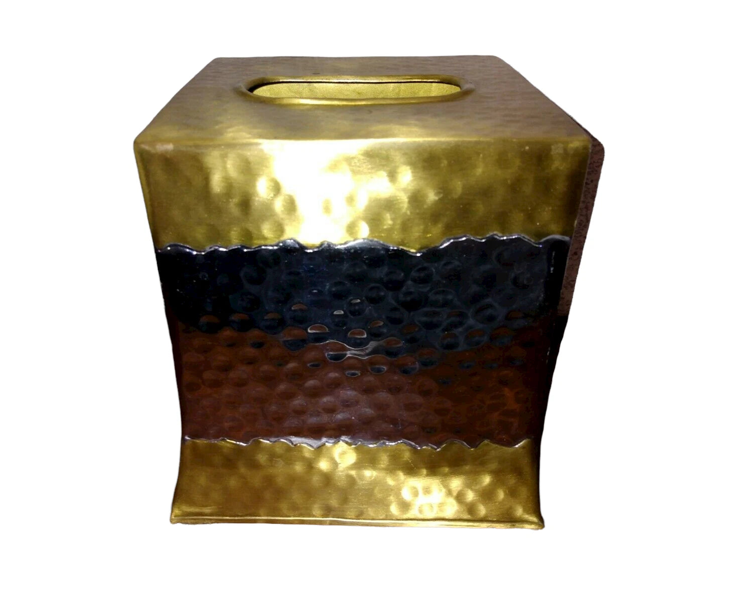 Veratex Shabby Metal Brass Silver Color Hand Hammered Tissue Box Cover India | eBay