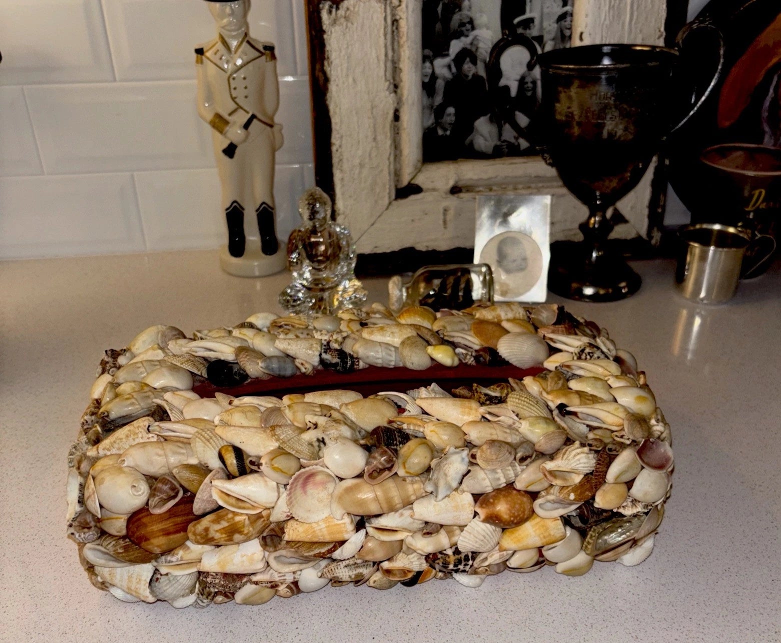 Vintage Seashell Tissue Box Cover Palm Beach Regency | eBay