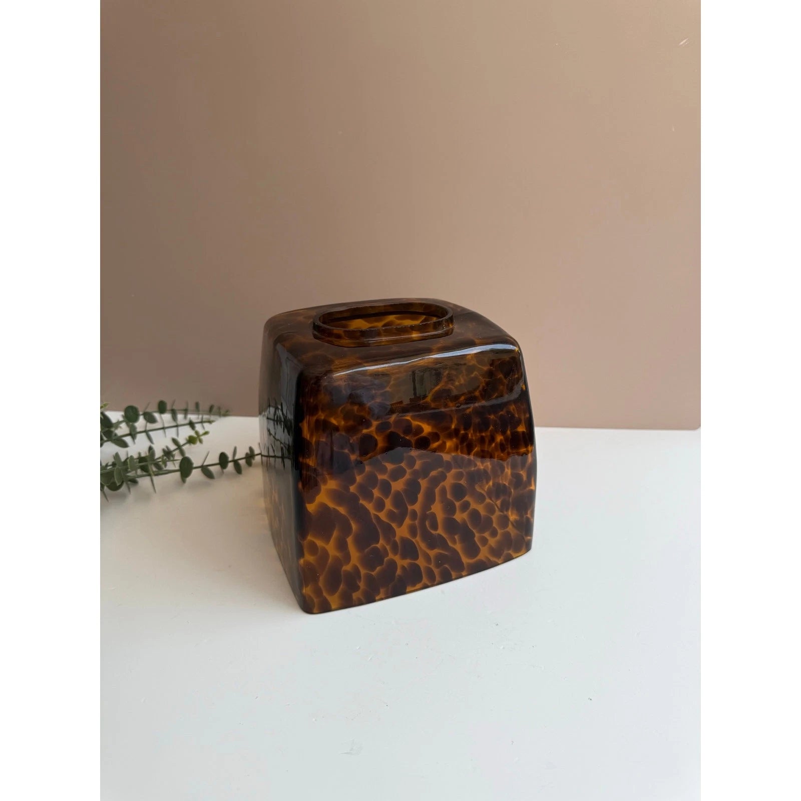 Labrazel Faux Tortoise Shell Glass Tissue Box Holder Cover Luxury Bath Accessory | eBay