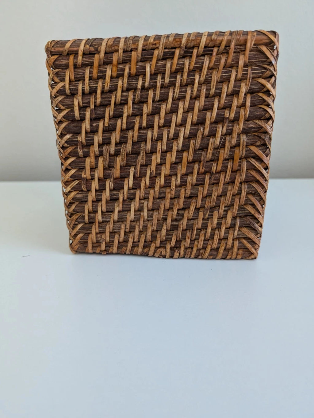 Wicker tissue box cover holder woven rattan square brown rustic boho primitive | eBay