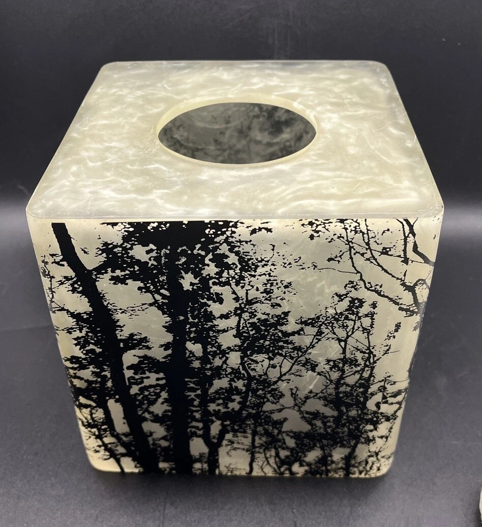 Sylvan Tissue Holder Acrylic With Nature Black Tree Design Marbleized Resin A1 | eBay