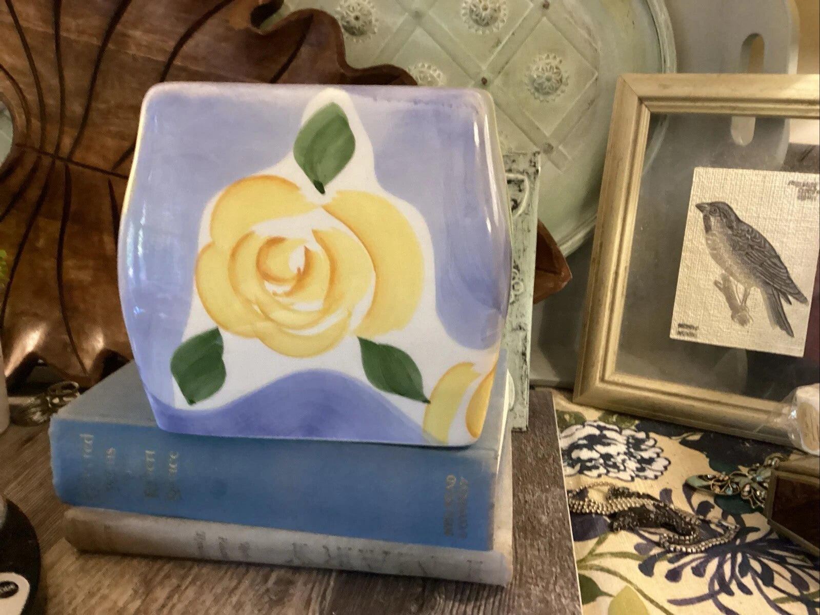 Wamsutta Tissue Box Cover Holder Floral PROVENCE Blue Floral Ceramic Square | eBay