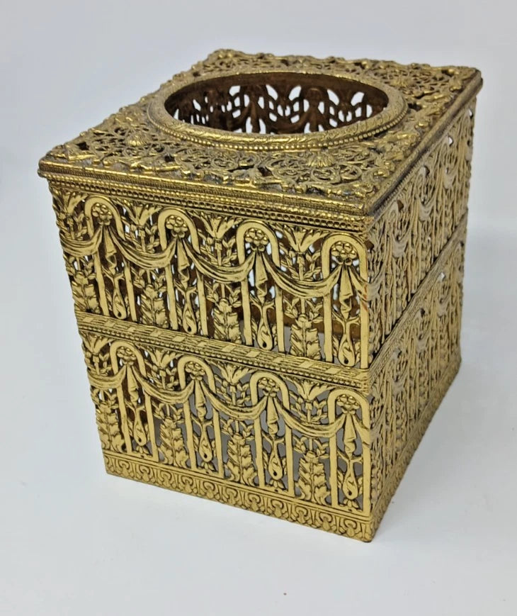 MCM Hollywood Regency 5 3/8" tall Gold Square Tissue Box Cover | eBay