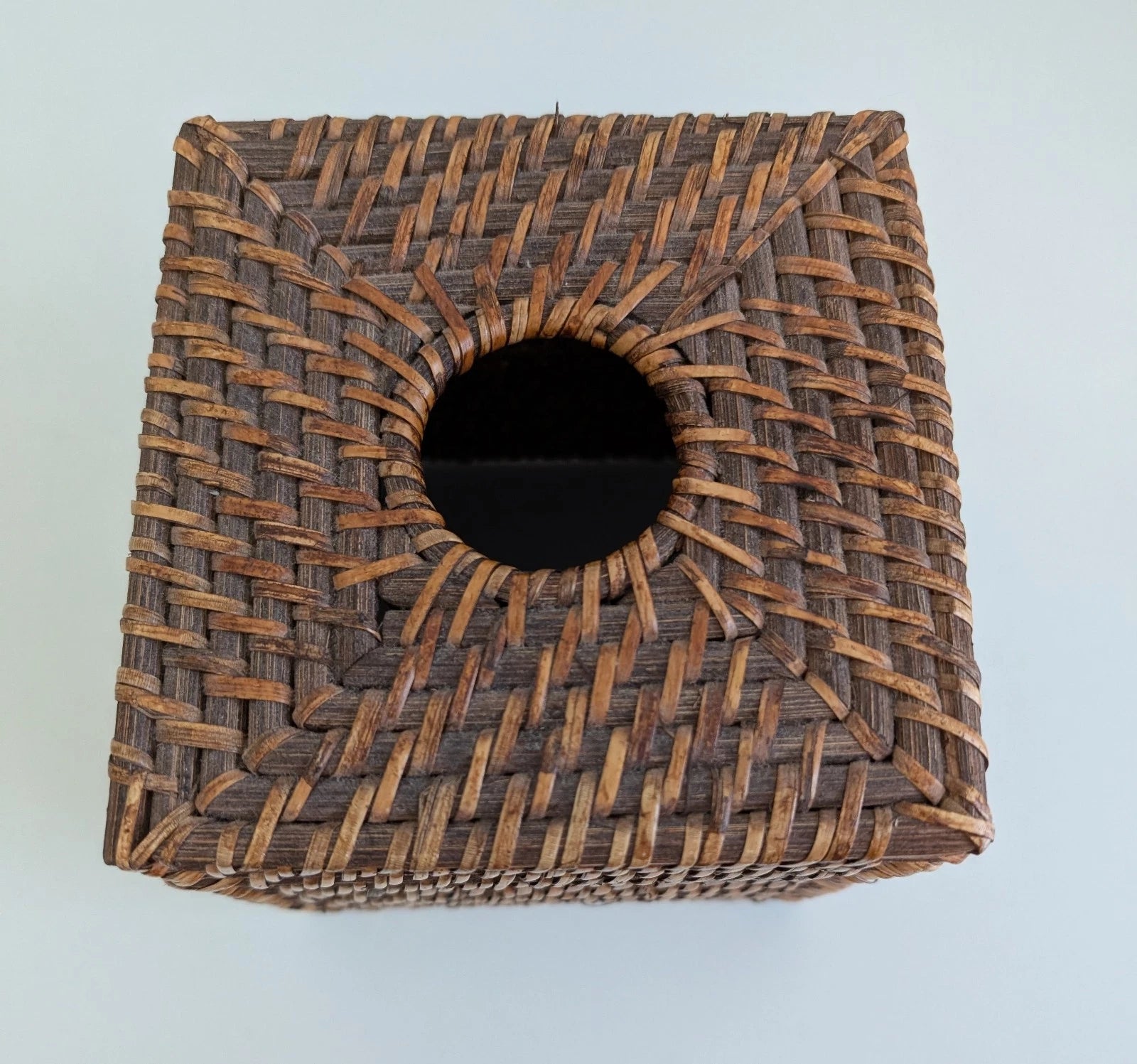 Wicker tissue box cover holder woven rattan square brown rustic boho primitive | eBay
