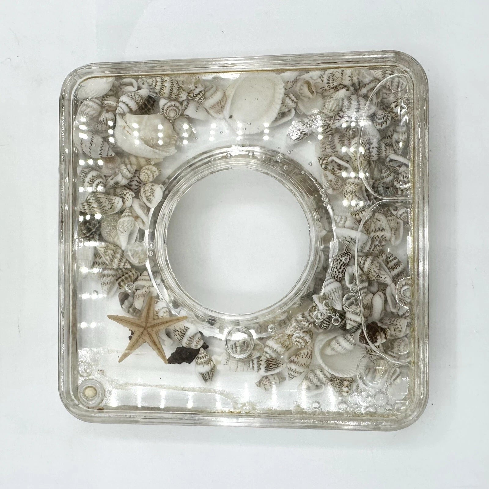 Acrylic Lucite Square Tissue Holder Floating Seashells Shells Vintage Box Cover | eBay