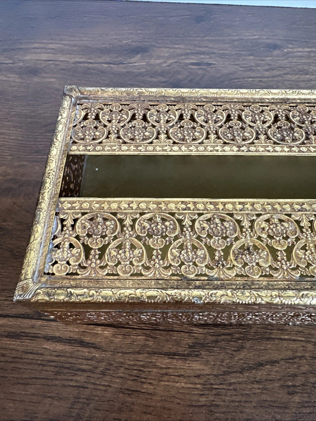 Vintage Ornate Hollywood Regency Floral Filigree Tissue Box MCM Metal Gold Retro | eBay