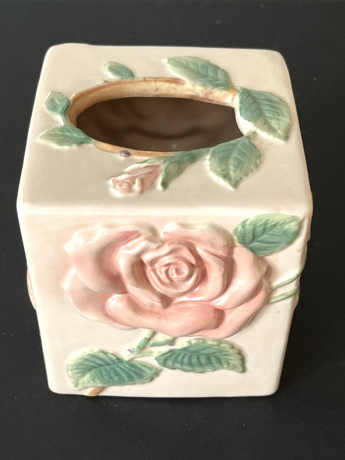 Vintage Fitz and Floyd Tissue Box Cover Shabby Pink Blushing Rose 1987 F/F Japan | eBay