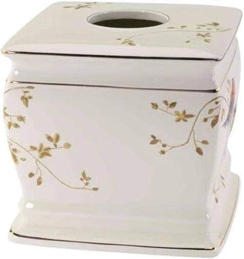 Elegant Gilded Birds Ivory Ceramic Tissue Box Cover for Nature-Inspired Decor | eBay