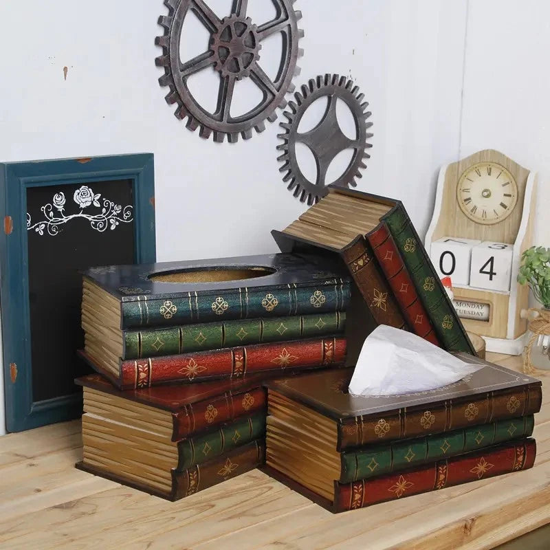 Classical Wooden Antique Book Tissue Box Cover Rectangular Tissue box (Gold-top) | eBay