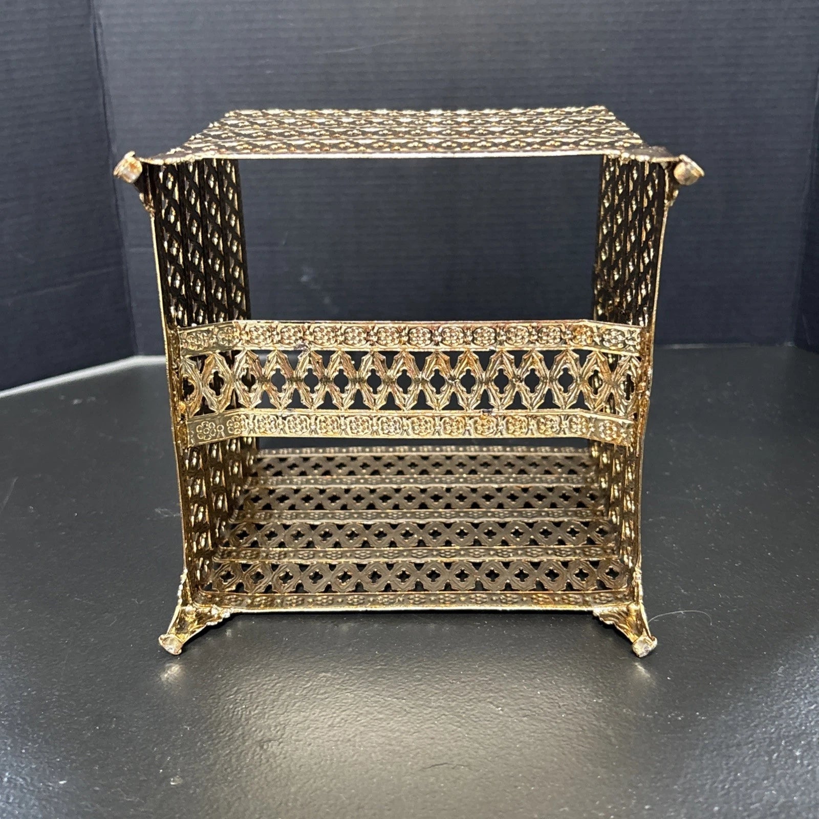 Vintage Gold Brass Filigree Tissue Box Holder Square Hollywood Regency | eBay