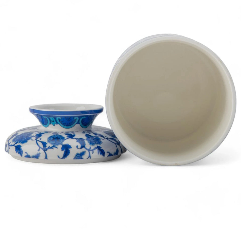 Blue & White Round Tissue Box Cover 7" Porcelain Tissue Holder Blue Floral | eBay