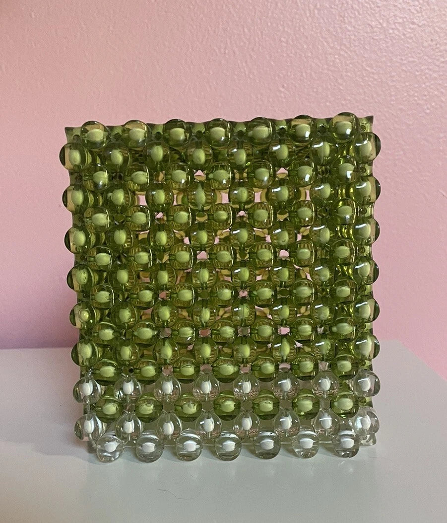 Beaded tissue box Green / white handmade | eBay