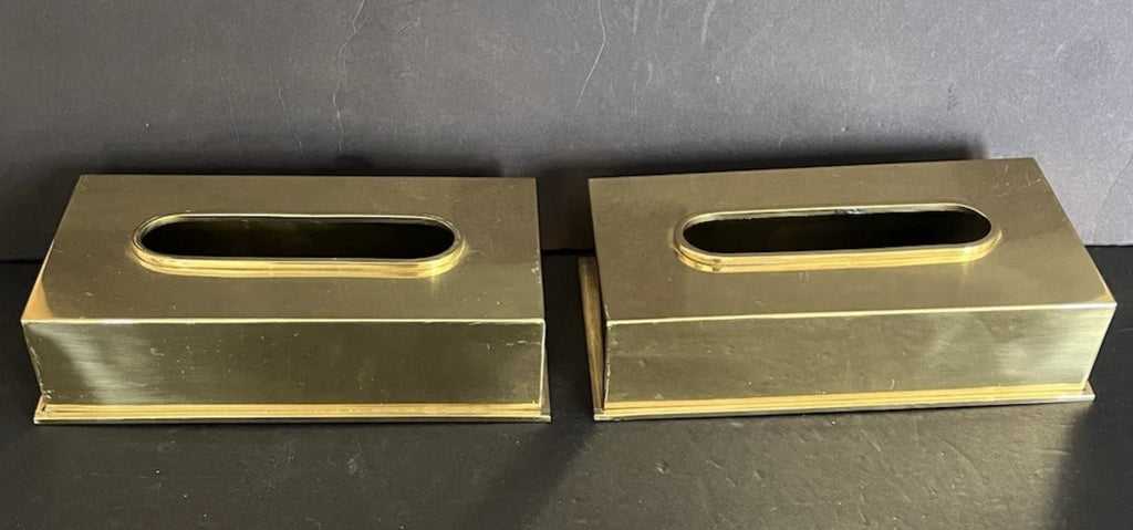 2 Vintage 1980s Solid Brass Rectangular Tissue Box Holder Hong Kong | eBay