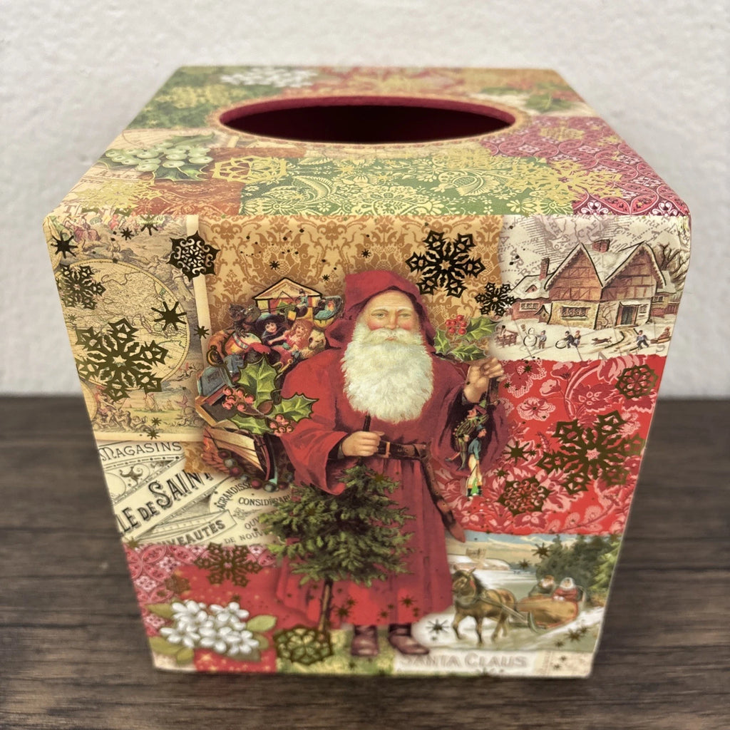 Punch Studio Christmas Tissue Box Cover Square Old World Santa Victorian Tree | eBay