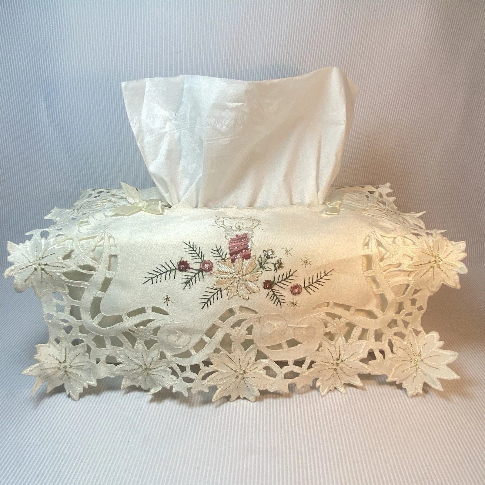 Christmas Candle Embroidered Tissue Box Cover | eBay
