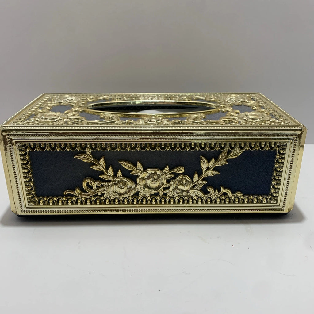 Antique Style Hollywood Regency Tissue Box Cover Black Velvet+Gold Baroque | eBay