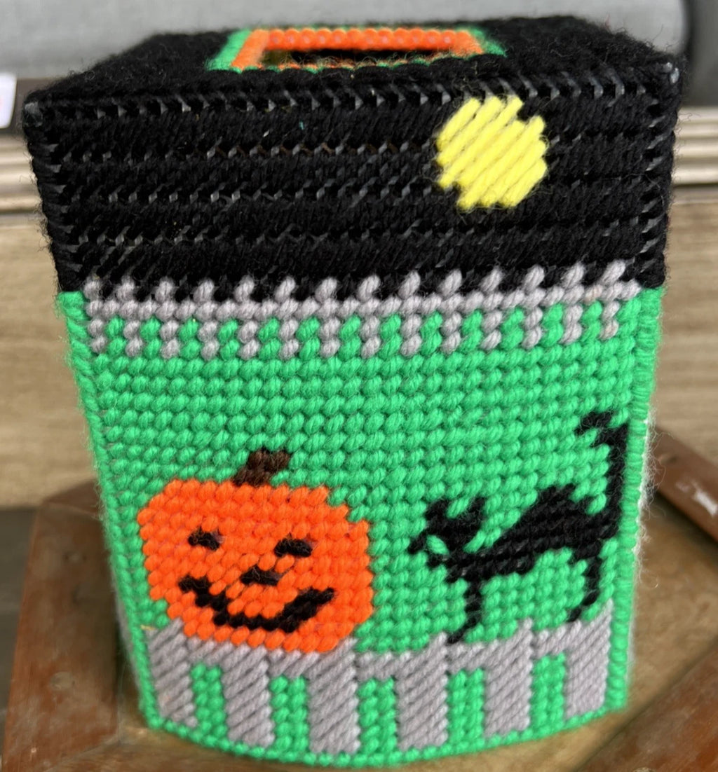 Vintage square handmade Halloween Tissue box holder ghost, cat jack o lantern | eBay