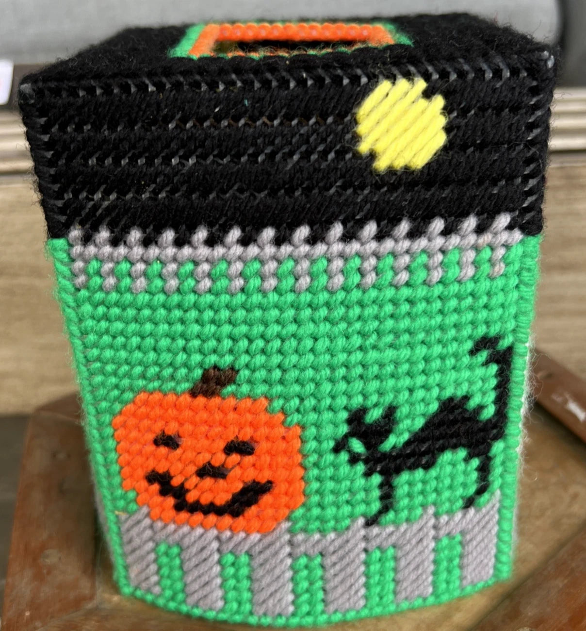 Vintage square handmade Halloween Tissue box holder ghost, cat jack o lantern | eBay