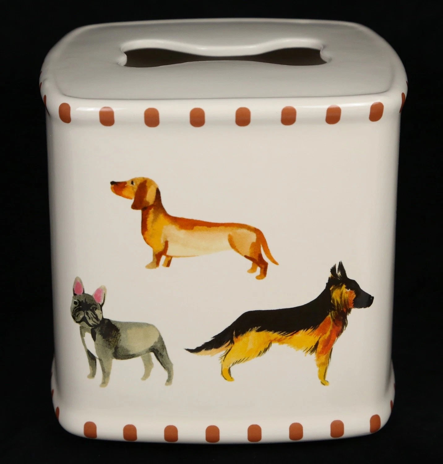 Ceramic “Dogs on Parade” Tissue Box Cover Square #13688E Avanti Linens Frenchie | eBay