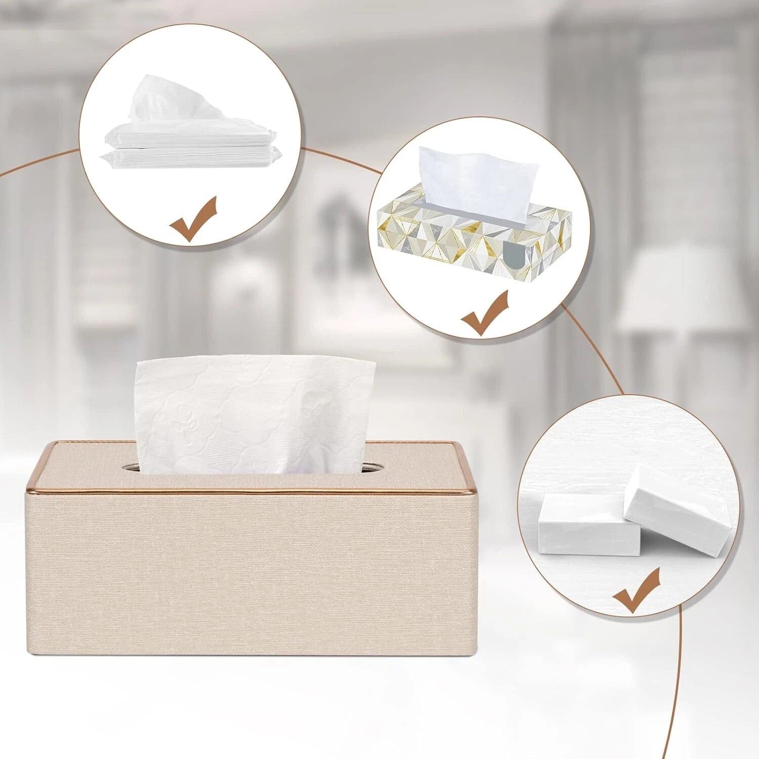 Tissue Box Cover, PU Leather Tissue Box Holder Rectangular Kleenex Box Cover | eBay