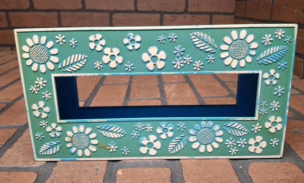 Plastic Tissue Box Holder Cover MCM Blue Flowers | eBay