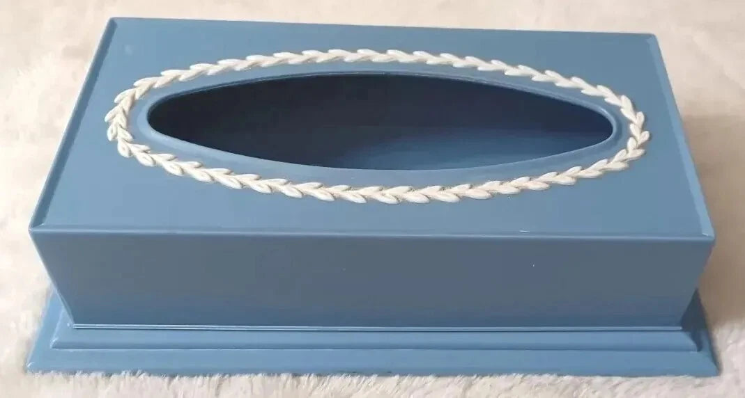 Vintage Blue White Plastic Tissue Box Cover Retro Decor Fesco USA | eBay