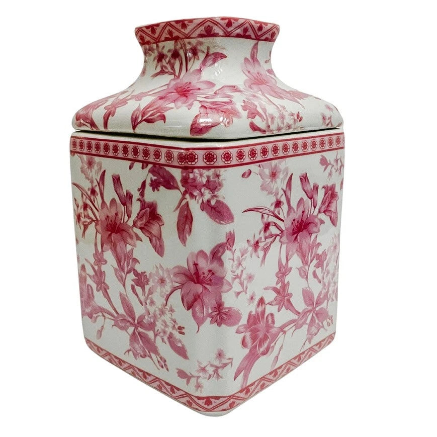 Pink Chinoiserie Ceramic Tissue Box Cover Chinoiserie Decor 8" | eBay