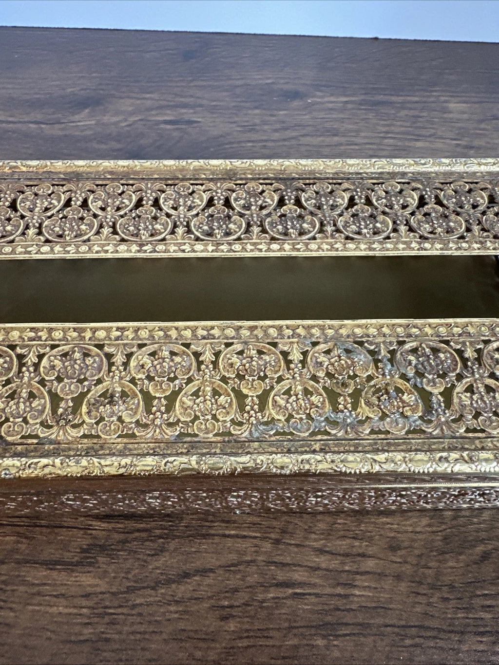 Vintage Ornate Hollywood Regency Floral Filigree Tissue Box MCM Metal Gold Retro | eBay