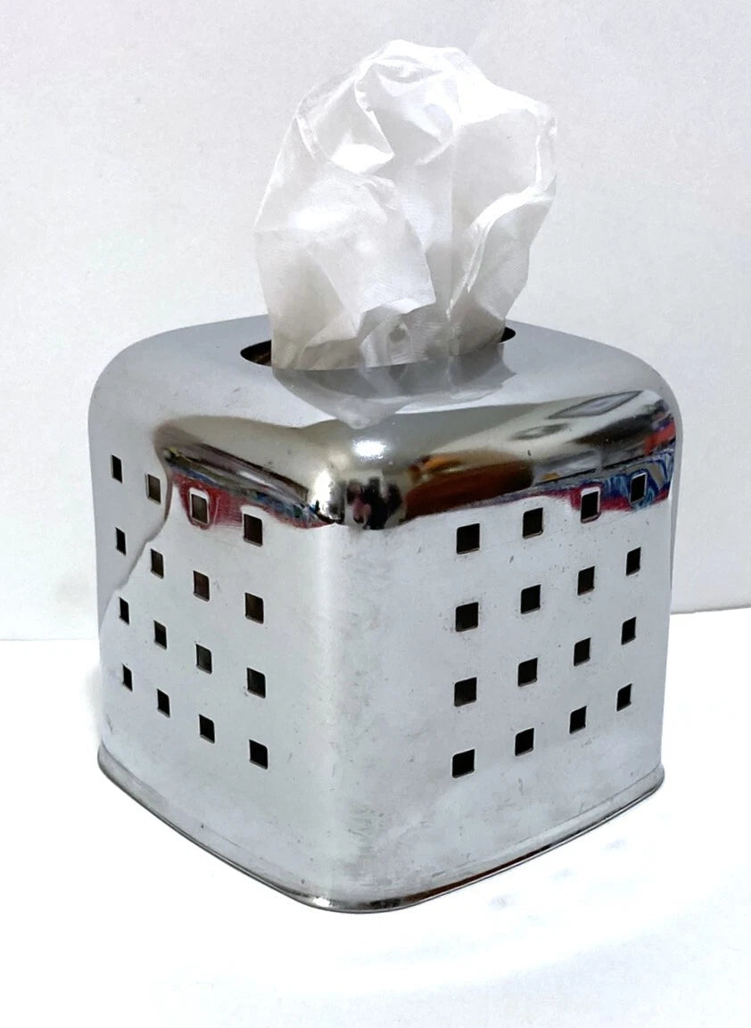 Silver Chrome Metal Highly-Reflective Tissue Box Cover Springs Metro 5.5x6" | eBay